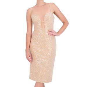 BCBGMAXAZRIA Women’s Sequin Sweetheart Neck Midi Dress – Size 6